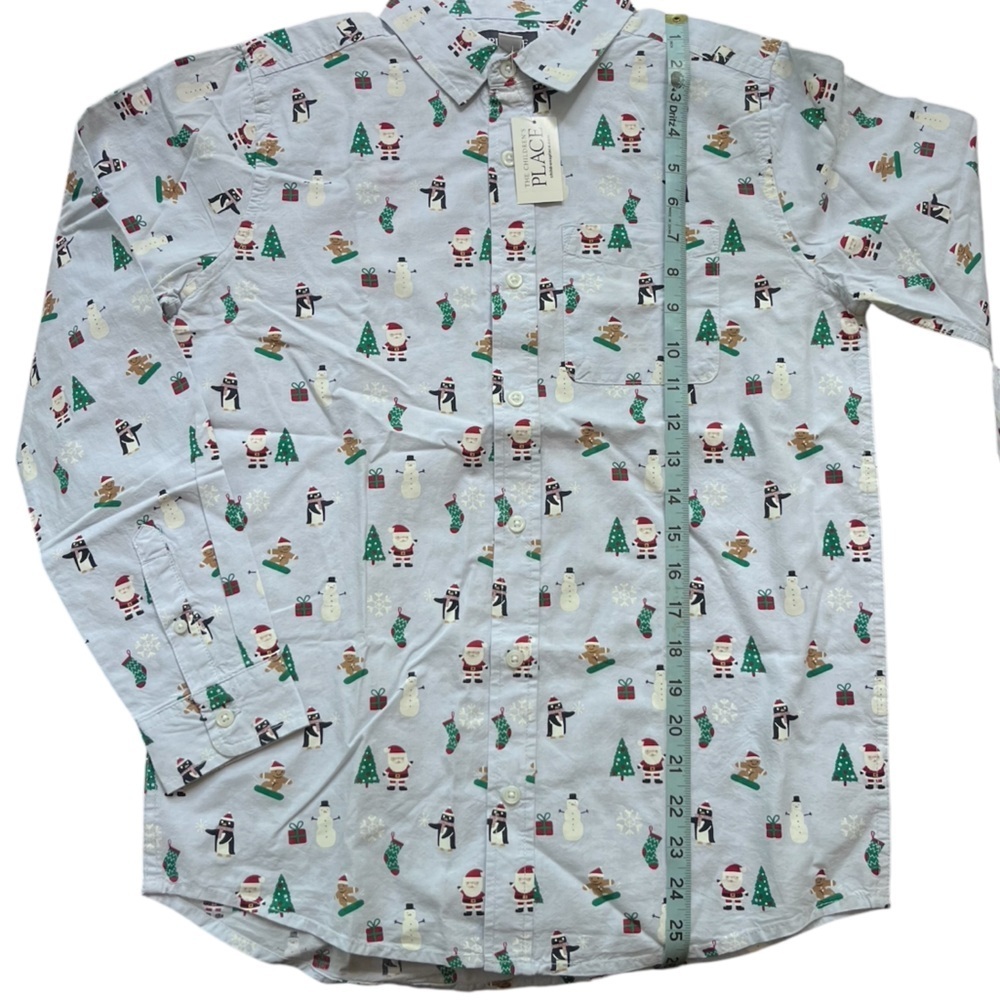 The Childen's Place Boys Long Sleeve Christmas Dress Shirt, Size 16, XXL - Picture 3 of 9